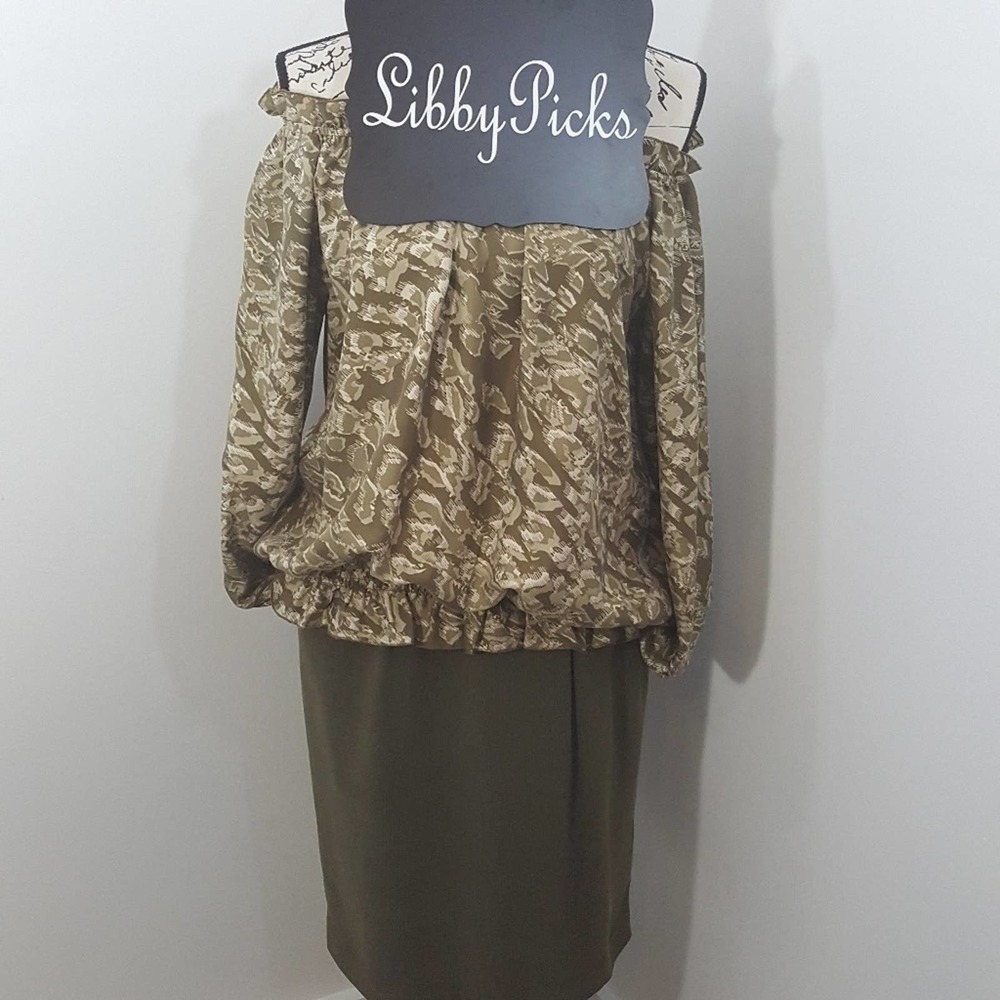 Rachel Zoe SILK off shoulder beige blouse NWT 12